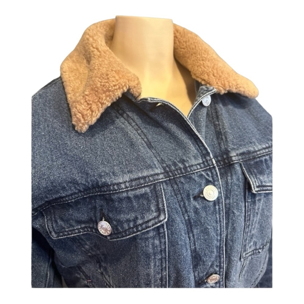 Anthropologie Pilcro Faux Sherpa Collar Denim Button Up Jean Jacket Size‎ Small - Picture 4 of 16